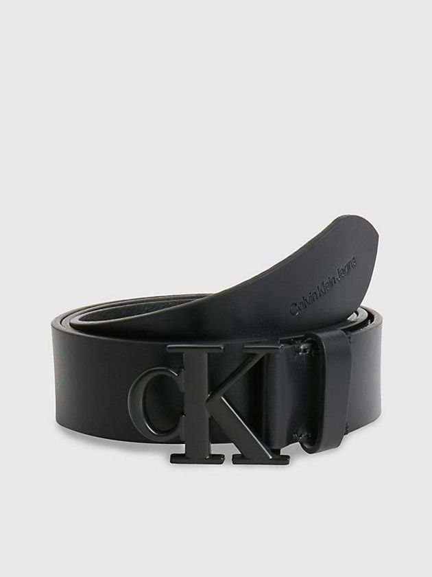 Calvin Klein USA Leather Logo Mens Belt Black 3184290-KY